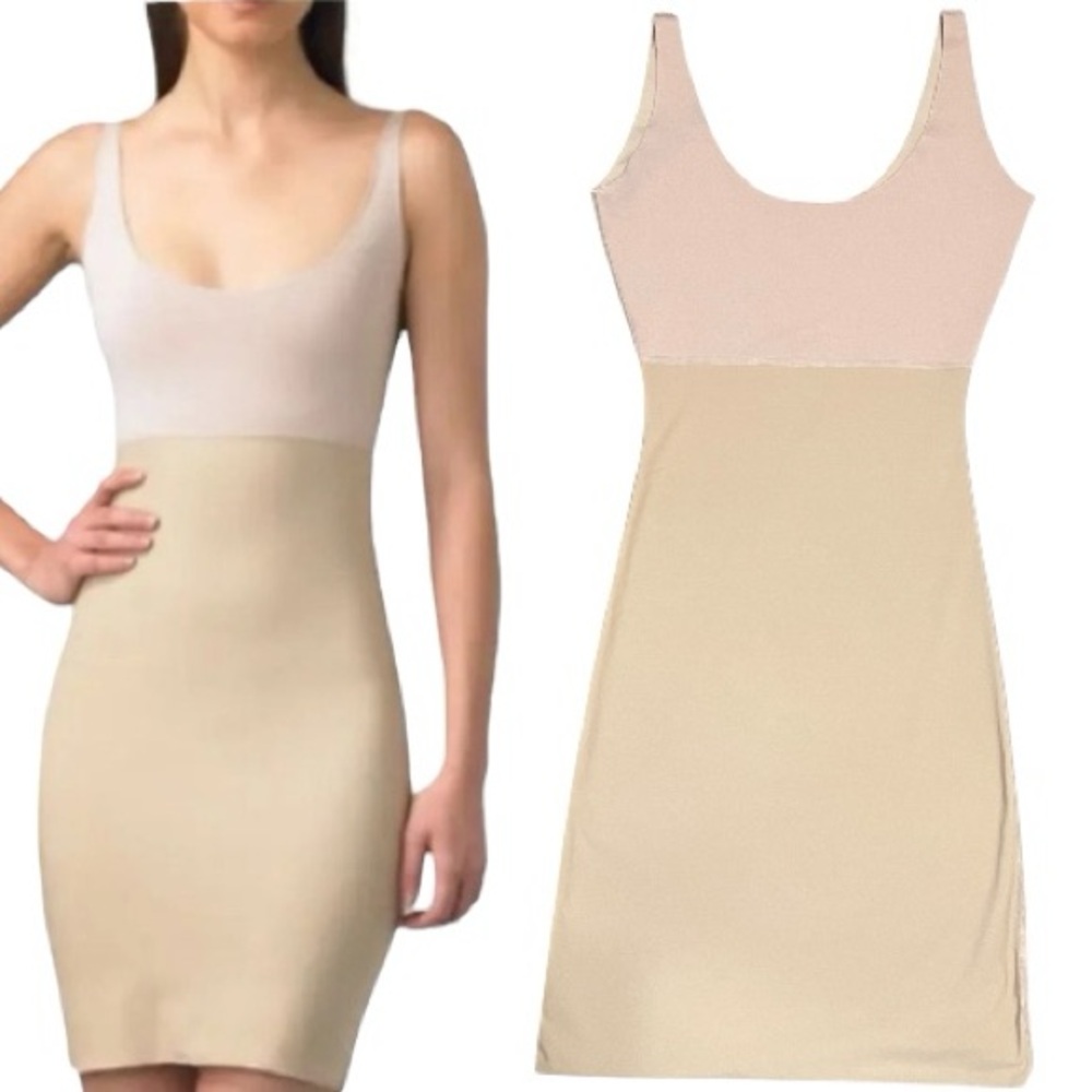 Spanx by Sara Blakely Nude Full‎ Slip Under a Tight Dress Smoothing Shaping Sz S